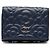 CHANEL Camellia Coco Mark Dreifach Geldbörse Marineblau