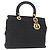 Christian Dior Borsa Lady Dior Canage in nylon nero e oro Auth bs32111 D'oro