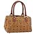 MCM Vicetos Logogram Borsa a Mano in Pelle PVC Marrone Oro Auth gh1457 D'oro