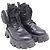Stivali da combattimento Prada Monolith in pelle nera e nylon - vista 3