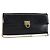 Bolsa de ombro Gancini Chain em couro preto e dourado Auth 159360 da Salvatore Ferragamo