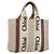 Chloé Woody La Tote Bag Canvas Leder Beige Braun Auth ka1346