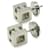 Hermès Carge d'Ache H Cube Earrings Silvery Cream  - view 3