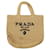 Borsa Tote in Crochet e Rafia Prada Beige