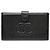 Chanel – Cartera bifold francesa larga CC en cuero Caviar negro