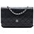 Chanel – Portafoglio con catena CC in pelle Caviar trapuntata nera Nero