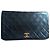 Wallet On Chain Borsa Chanel Single Flap nera in pelle d'agnello e pelliccia Nero