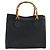 Borsa a mano in pelle Gucci Bamboo Nera Oro 002 1186 0260 Auth 156902 Nero D'oro