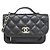 Borsa a spalla in pelle di vitello grana nera Chanel AP2914 Nero