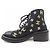 Chanel Print Fabric Lammfell-Shearling-Stiefel Schwarz Golden - Ansicht 2