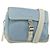PRADA Schultertasche Nylon Hellblau Silber Authentisch 161224