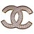 Chanel CC Brosche Goldfarbenes Metall Kleeblatt Muster Golden