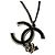 Collana con Pendente Chanel Nera e Argento Metallo Nero