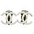 Chanel Silber CC Silberne lackierte Clip-On Ohrringe