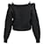 T By Alexander Wang Alexander Wang T. Off-Shoulder Schichtpullover aus schwarzer Baumwolle - Ansicht 3