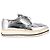 Sneakers Oxford a piattaforma in pelle argento metallico Prada Wingtip