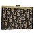Pochette in tela Trotter Christian Dior Blu Navy Oro Auth 163016