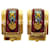 Boucles d'oreilles en métal émaillé Hermès Rouge Bleu Jaune  - vue 1