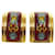 Boucles d'oreilles en métal émaillé Hermès Rouge Bleu Jaune  - vue 3