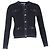 Tory Burch Kendra Knopf-Down Logo Cardigan aus schwarzer Wolle