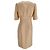 Chloé Midi-Kleid mit kurzen Ärmeln aus beigem Seidenstoff und V-Ausschnitt - Ansicht 3