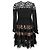 Abito mini a maniche lunghe in poliamide nera con pizzo di Elie Saab Nero