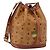 Borsa a Spalla MCM Logogram Vicetos PVC Marrone Oro Auth 162987 D'oro