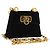 Pochette a spalla Gancini Chain Salvatore Ferragamo in suede nero e oro Auth 161208 D'oro