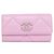 Billetera bi-fold de cuero de cordero rosa Chanel 19 Line