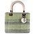 Borsa a mano Christian Dior in tweed/ pelle Beige Verde