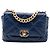 Chanel Azul Médio Couro de Cordeiro 19 Flap Azul escuro