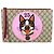 Clutch Gucci GG Supreme Dog Bosco Appliqué Rosso Beige