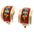 Boucles d'oreilles clips en plaqué or Hermès Rouge Doré  - vue 2