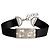 Collana choker Trotter rara in metallo argento e seta di Dior John Galliano con cristalli Nero