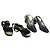 SAINT LAURENT LOUIS VUITTON Sandali con tacco in tela e suede 2 pezzi Nero Auth ti3632 D'oro