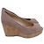 Stuart Weitzman Anna Décolleté Wedge Peep-Toe in Camoscio Marrone Rosso