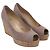 Stuart Weitzman Anna Décolleté Wedge Peep-Toe in Camoscio Marrone Rosso - vista 3