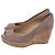 Stuart Weitzman Anna Décolleté Wedge Peep-Toe in Camoscio Marrone Rosso - vista 5