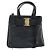 Borsa a mano Vala in pelle 2 in 1 nera e oro Auth 161693 di Salvatore Ferragamo Nero D'oro