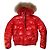 Giacca Piumino Rossa Lucida Moncler con Cappuccio e Pelliccia Rosso