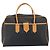 Saint Laurent Borsa Boston in tela PVC nera marrone oro Auth 158370 Nero D'oro - vista 13