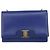 Borsa a Spalla Vala Chain in Pelle Blu Oro Auth 161081 di Salvatore Ferragamo D'oro - vista 13