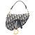 Christian Dior Mini borsa Saddle Dior in avorio e blu navy Crudo