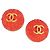 Orecchini XXL corallo 93C di Chanel con logo CC in oro D'oro