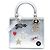 Dior Silber Mittel Kalbsleder Patch Verziert Lady Dior