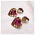 Yves Saint Laurent Boucles d'oreilles pendantes YSL avec cœurs des années 90 Rose Rouge Doré  - vue 2