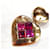 Yves Saint Laurent Boucles d'oreilles pendantes YSL avec cœurs des années 90 Rose Rouge Doré  - vue 4