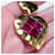 Yves Saint Laurent Boucles d'oreilles pendantes YSL avec cœurs des années 90 Rose Rouge Doré  - vue 7
