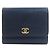 Chanel Navy Leder Dreifach-Brieftasche Marineblau