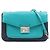 Bolso de Hombro Fendi en Cuero Verde y Azul Marino